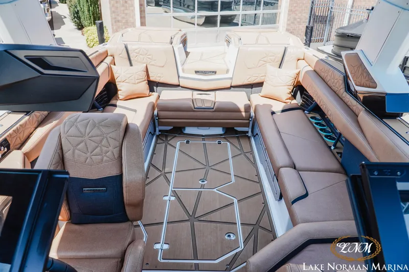 Slide: The Image of Luxurious interior of 2024 Nautique Super Air Nautique G25 Paragon boat at Lake Norman Marina. - 33