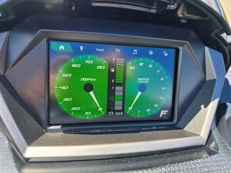 Slide: The Image of 2025 Yamaha Waverunner FX HO dashboard with speedometer and tachometer. - 25