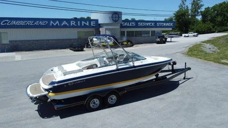 Slide: The Image of 2006 Cobalt 246 boat on trailer at Cumberland Marine. - 19