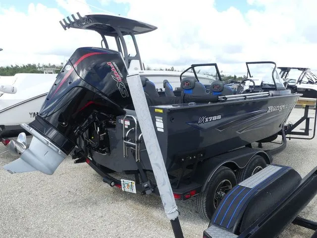 Slide: The Image of 2023 Ranger VX 1788 boat with outboard motor on trailer. - 4