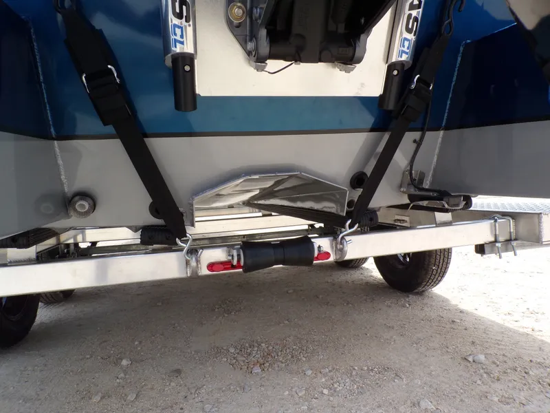 Slide: The Image of Underside of a 2026 Xpress SW22B boat on a trailer. - 12