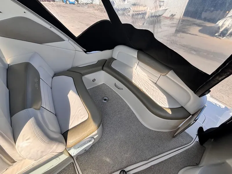 Slide: The Image of Interior of a 2007 Sea Ray Sundancer 310 with gray upholstery. - 8