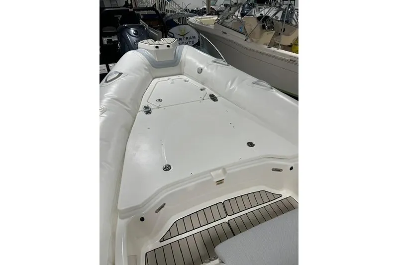 Slide: The Image of 2025 Zodiac Medline 7.5 boat interior with spacious deck and seating area. - 10