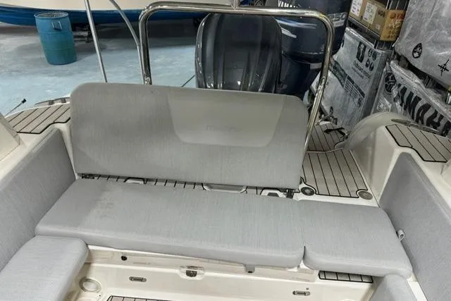 Slide: The Image of 2025 Zodiac Medline 7.5 boat interior with gray seating and modern design. - 5