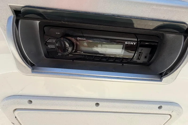 Slide: The Image of Sony stereo system on a 2016 Hurricane SunDeck 187 OB boat. - 9