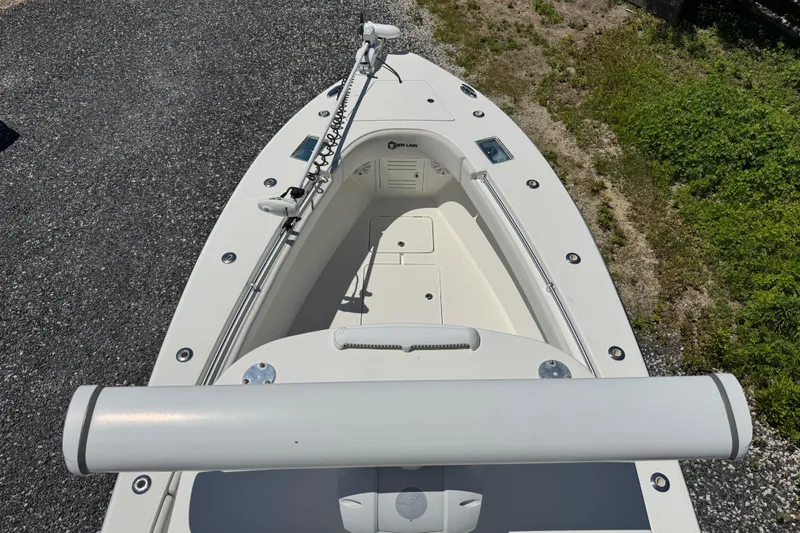 Slide: The Image of 2020 Sea-Lion 34 TE boat deck, featuring sleek design and modern equipment. - 22