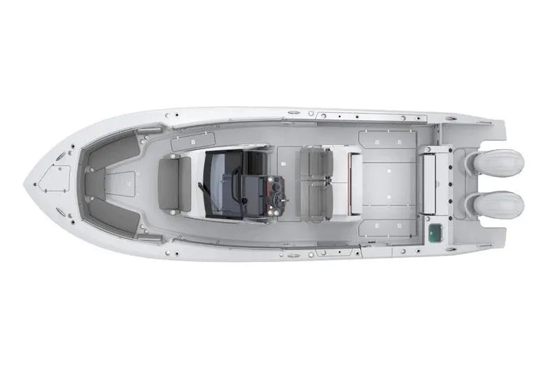 Slide: The Image of Manufacturer Provided Image: Top view of 2025 Pursuit S 328 Sport boat with dual engines and spacious seating. - 32