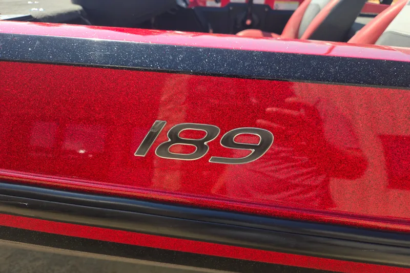 Slide: The Image of Red Stratos 189 VLO boat, 2012 model, with metallic finish and visible "189" emblem. - 17