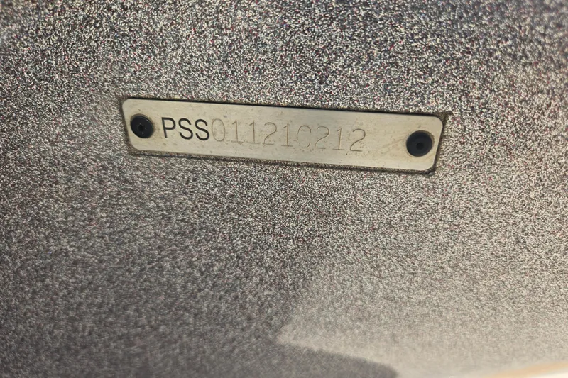 Slide: The Image of Metallic identification plate on a 2012 Stratos 189 VLO boat hull. - 20