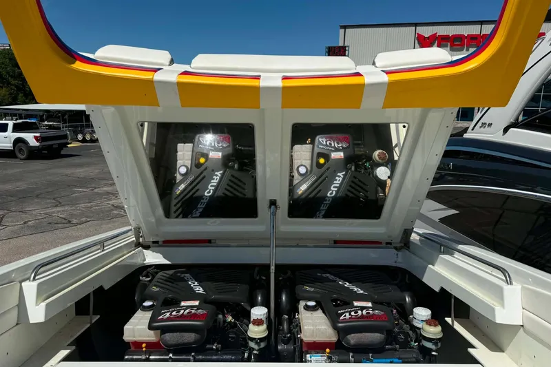 Slide: The Image of 2007 Formula 353 FASTech boat engine compartment with twin Mercury 496 engines. - 20