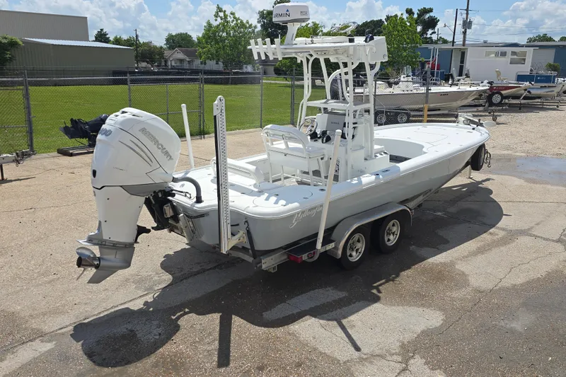 Slide: The Image of 2007 Yellowfin 24 Bay boat on trailer with Mercury outboard motor. - 4