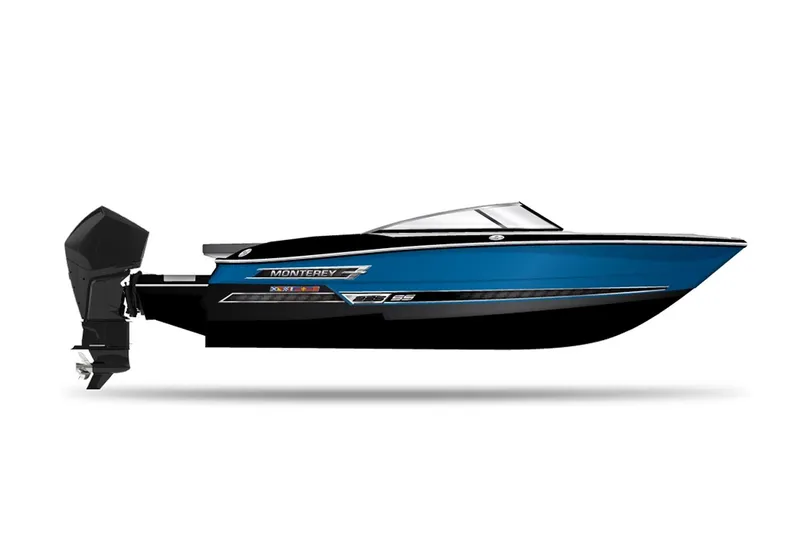 Slide: The Image of Manufacturer Provided Image: 2023 Monterey 235SS Super Sport boat, sleek blue design, side view. - 3