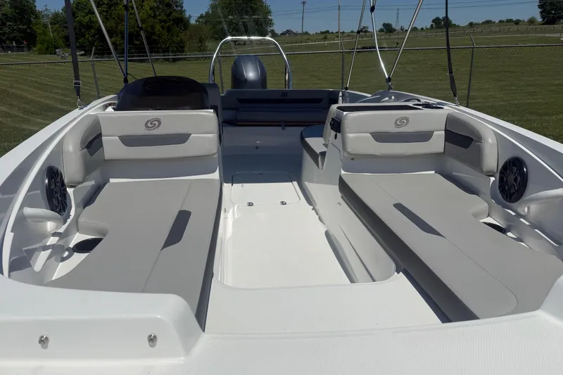 Slide: The Image of 2020 Hurricane SunDeck Sport 185 OB boat interior with spacious seating and modern design. - 4