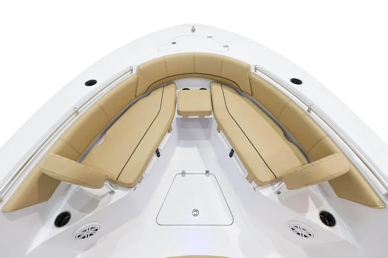 Slide: The Image of Manufacturer Provided Image: 2021 Sportsman Open 232 Center Console boat with tan cushioned seating. - 6