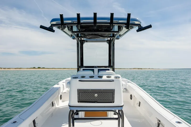 Slide: The Image of 2026 Caymas 281 HB boat on open water, featuring sleek design and modern amenities. - 26