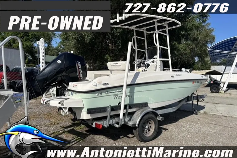 Slide: The Image of Pre-owned 2022 Bayliner Trophy T18Bay boat on trailer at Antonietti Marine. - 3