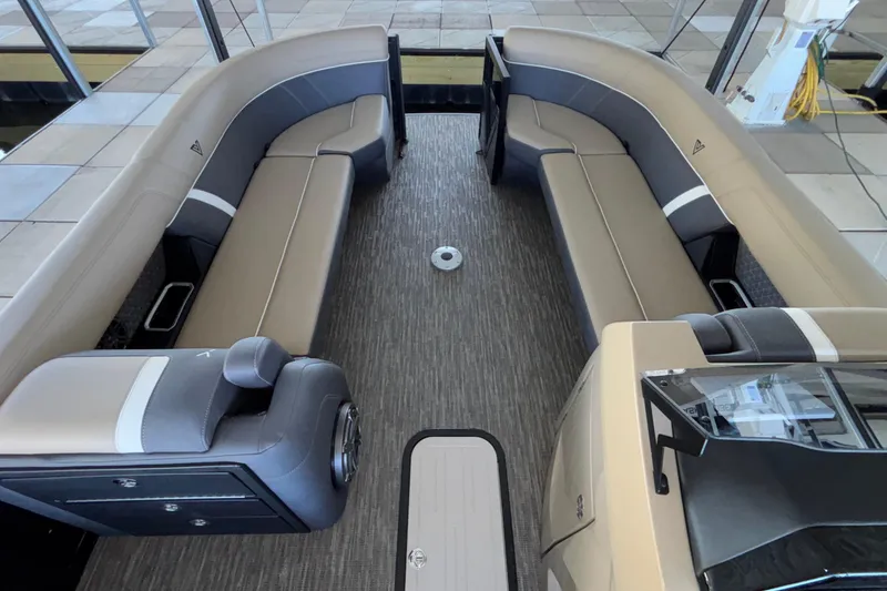 Slide: The Image of Luxurious interior of 2026 Viaggio Z24U pontoon boat with spacious seating. - 22