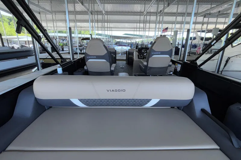 Slide: The Image of Interior view of 2026 Viaggio Z24U boat with modern seating and sleek design. - 31