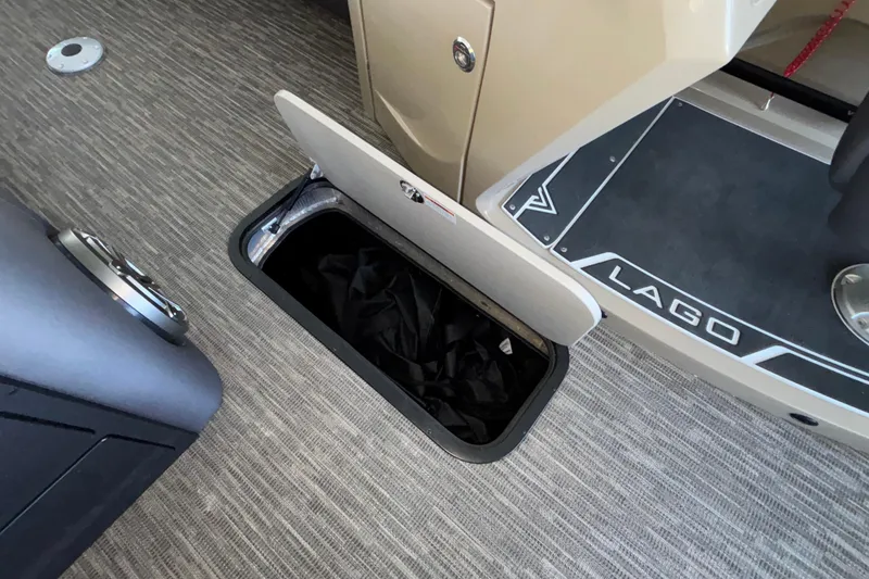Slide: The Image of Open storage compartment in 2026 Viaggio Z24U boat interior. - 44
