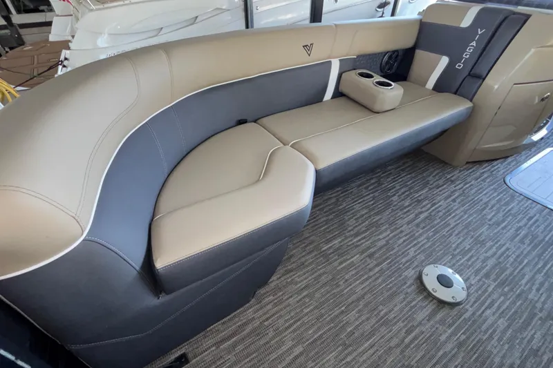 Slide: The Image of Luxurious seating on 2026 Viaggio Z24U boat with beige and gray upholstery. - 50