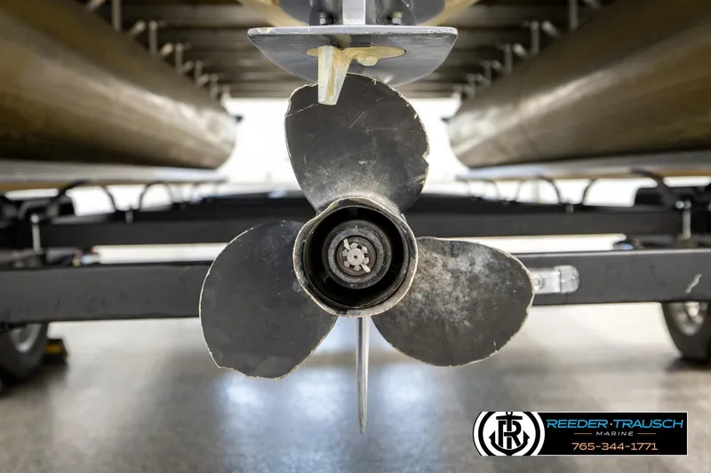 Slide: The Image of Close-up of a 2008 Sedona 20 CR boat propeller on a trailer. - 41