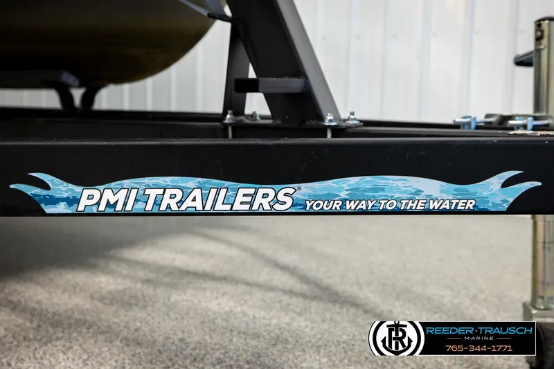 Slide: The Image of PMI Trailers branding on a Sedona 20 CR, 2008 model, with Reeder-Trausch Marine logo. - 42