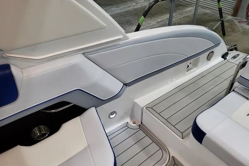 Slide: The Image of 2027 Formula 330 Crossover Bowrider OB interior with sleek seating and modern design. - 56