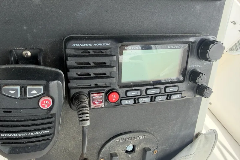 Slide: The Image of Standard Horizon GX2000 radio on 1999 Silverton 352 Motor Yacht dashboard. - 20