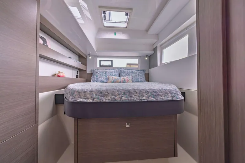 Slide: The Image of Luxurious cabin interior of 2022 Leopard 42 yacht with cozy bed and modern design. - 46