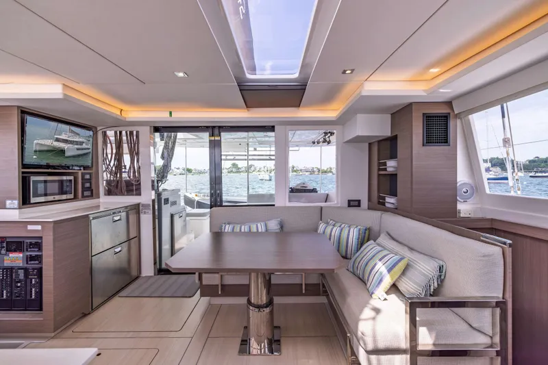 Slide: The Image of Luxurious interior of 2022 Leopard 42 yacht with modern kitchen and cozy seating area. - 34