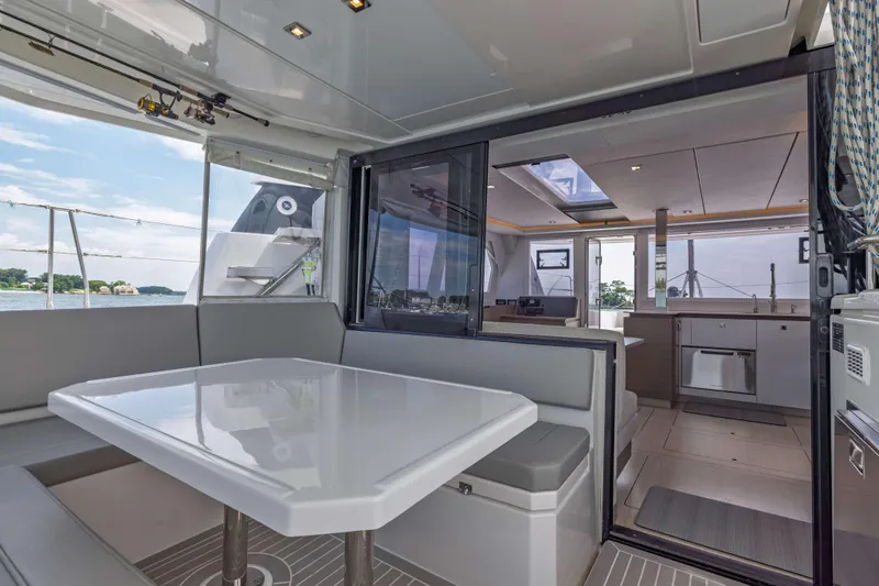 Slide: The Image of Luxurious interior of 2022 Leopard 42 catamaran with spacious dining and kitchen area. - 29