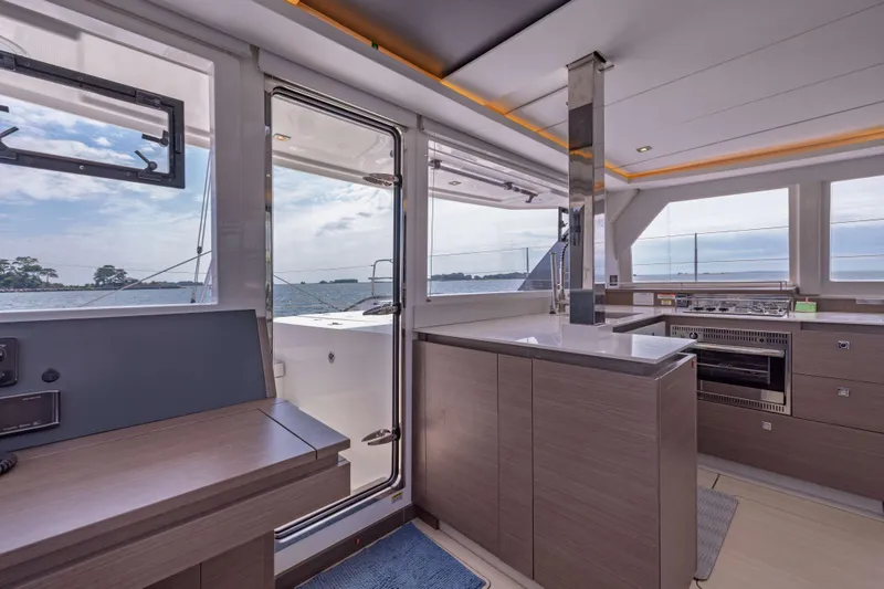 Slide: The Image of Luxurious interior of 2022 Leopard 42 yacht with modern kitchen and ocean view. - 36