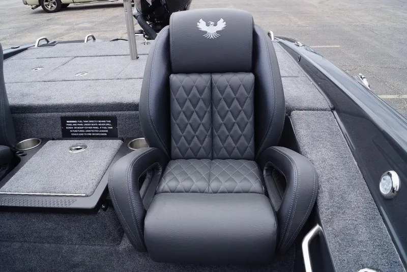 Slide: The Image of Luxurious leather seat in a 2026 Phoenix 819 ZXL boat, featuring diamond stitching and armrests. - 17