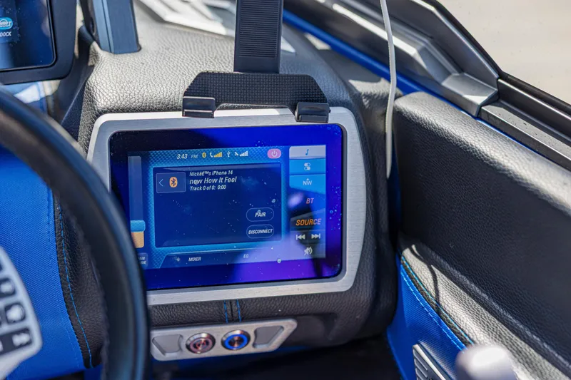 Slide: The Image of 2017 Malibu M235 dashboard with touchscreen displaying Bluetooth audio settings. - 26