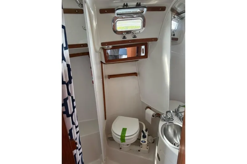 Slide: The Image of Compact bathroom in 1999 Seaward Eagle 32 yacht by Hake Yachts Inc. - 39