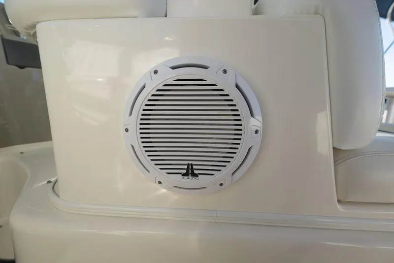 Slide: The Image of Speaker on 2005 Sea Ray 420 Sundancer boat, featuring JL Audio marine sound system. - 70