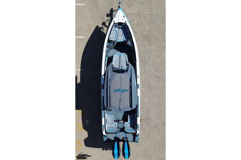 Slide: The Image of Top view of 2025 Sunsation 32 CCX boat on concrete surface. - 49