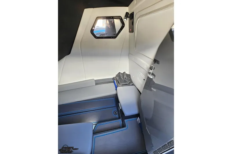 Slide: The Image of Interior cabin of 2025 Sunsation 32 CCX boat, featuring sleek design and modern finishes. - 83