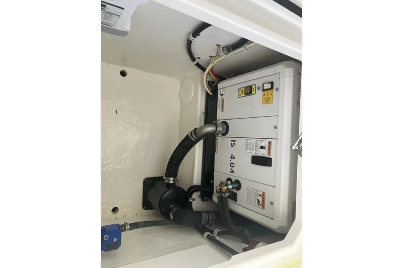Slide: The Image of Engine compartment of 2024 Albemarle 30 Express boat, featuring IS 4.0 generator. - 11