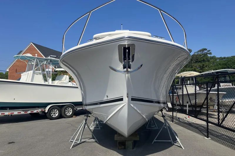 Slide: The Image of 2024 Albemarle 30 Express boat on display, showcasing sleek design and sturdy construction. - 3