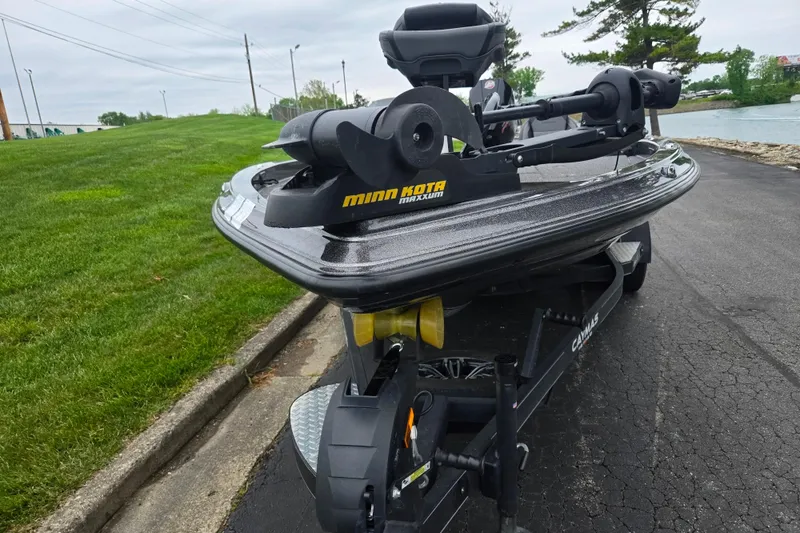 Slide: The Image of 2022 Caymas CX 19 boat with Minn Kota Maxxum trolling motor on a trailer. - 6