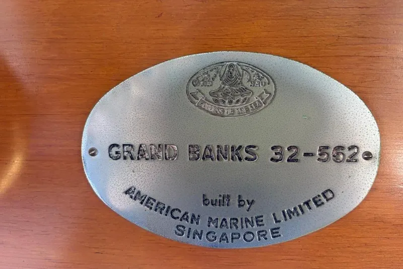 Slide: The Image of Plaque of 1976 Grand Banks 32 Sedan by American Marine Limited, Singapore. - 22
