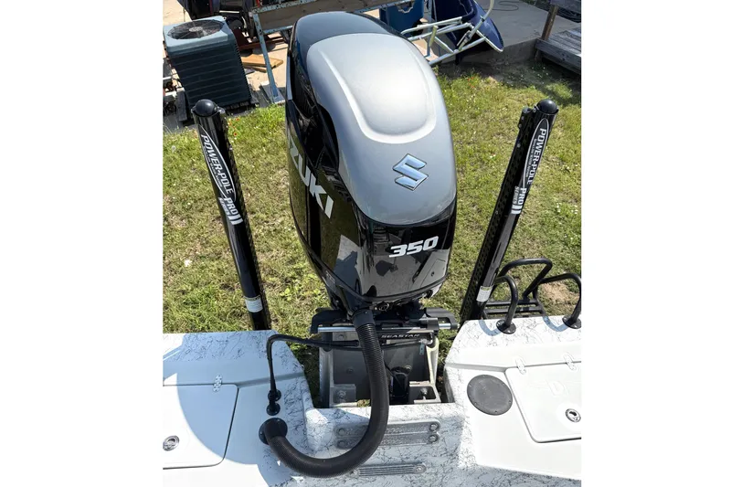 Slide: The Image of 2020 Dargel Kat 250 HDX boat with Suzuki 350 outboard motor and Power-Pole anchors. - 16