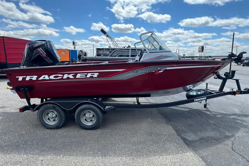The Image of 2019 Tracker Targa V-18 WT boat on trailer under a cloudy sky. - 0