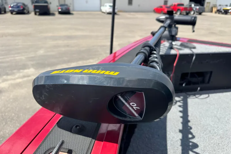 Slide: The Image of Close-up of a Minn Kota trolling motor on a 2019 Tracker Targa V-18 WT boat. - 13