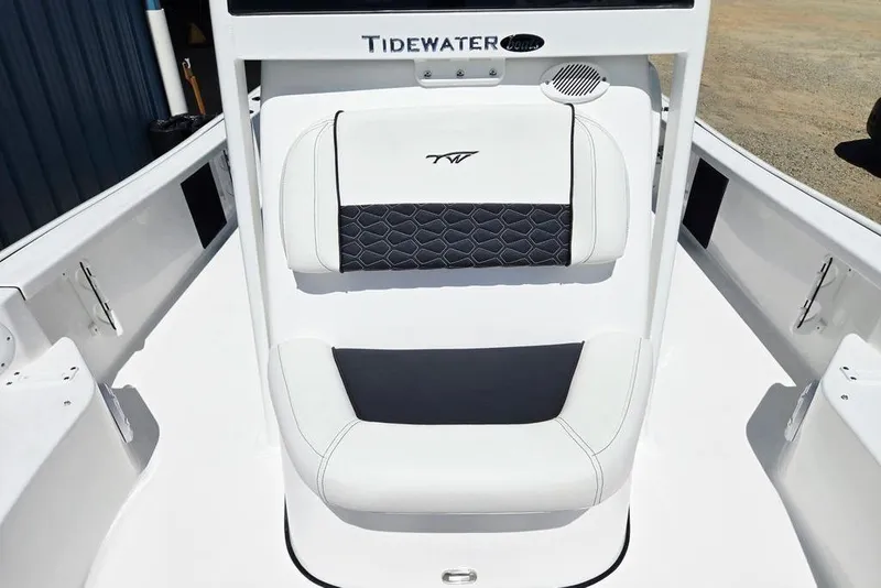 Slide: The Image of 2026 Tidewater 2210 Carolina Bay boat seat with stylish white and black design. - 25
