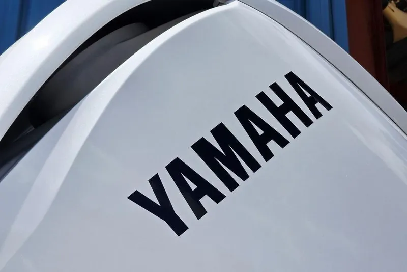 Slide: The Image of Close-up of Yamaha logo on a 2026 Tidewater 2210 Carolina Bay boat. - 37
