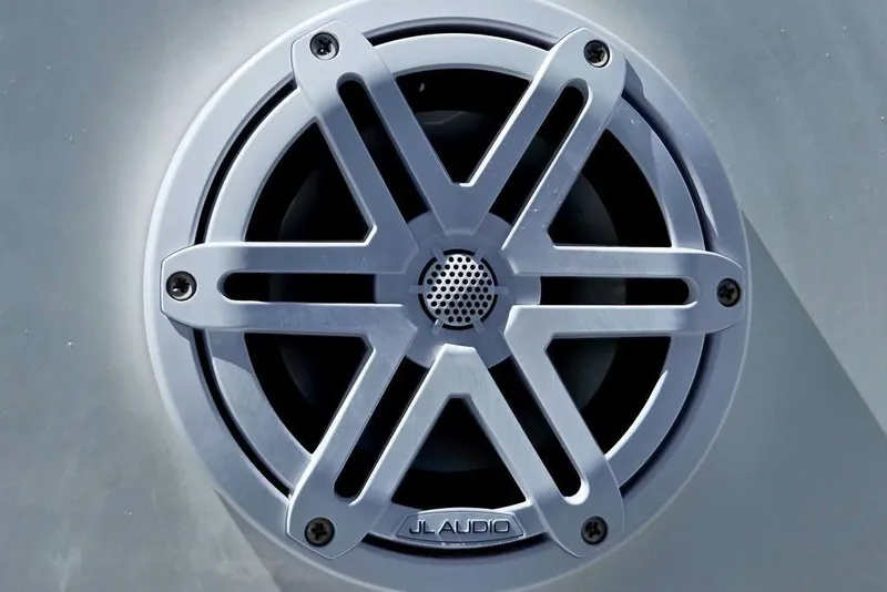 Slide: The Image of Close-up of JL Audio speaker on 2026 Tidewater 2210 Carolina Bay boat. - 40