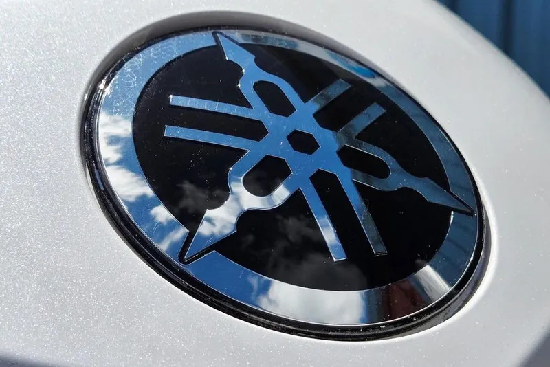 Slide: The Image of Close-up of Yamaha logo on 2026 Tidewater 2210 Carolina Bay boat. - 42