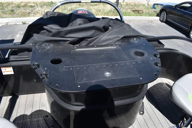 Slide: The Image of 2022 Lowe SF 212 Sport Fish boat deck with fishing station and seating. - 22